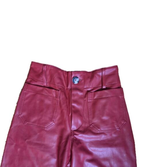 Maeve Colette Red Leather Pants DAMAGED - Picture 3 of 6